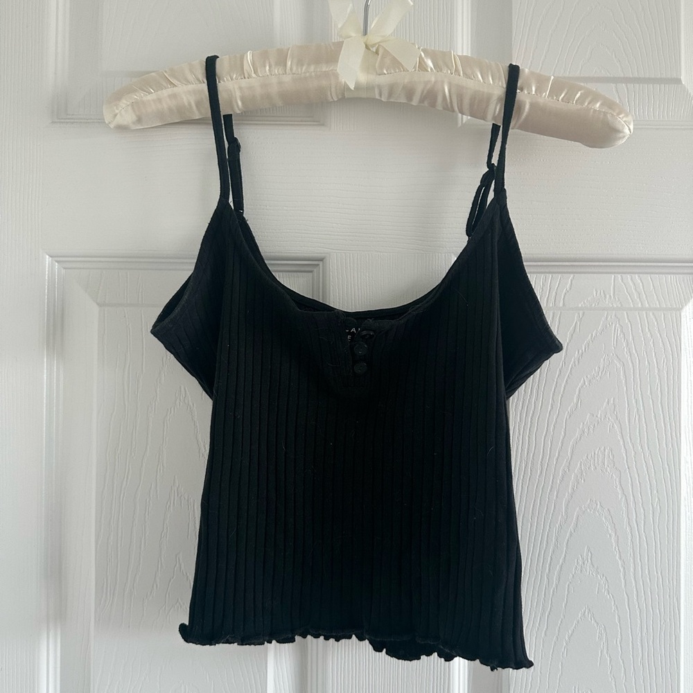Black Ribbed Women's Top